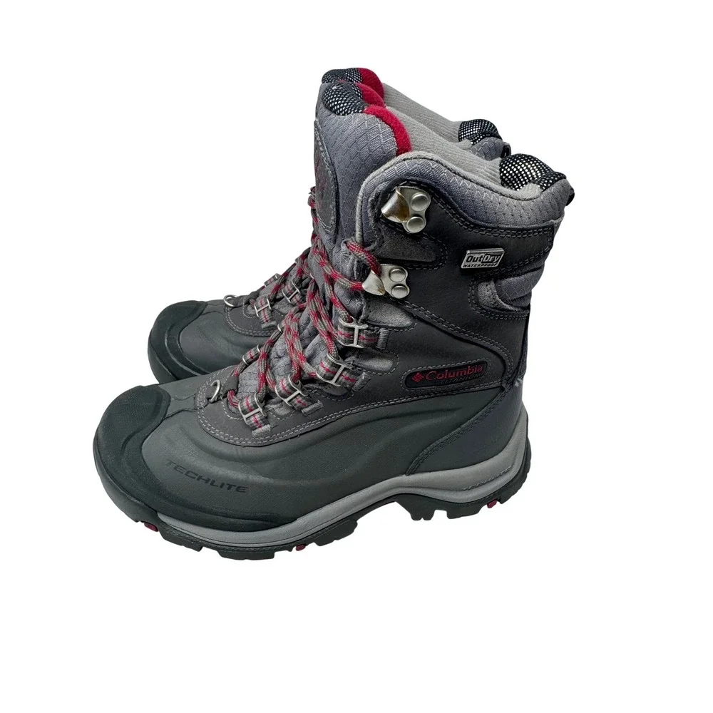 🔥Columbia🩷🩶 Titanium OutDry Waterproof Winter Boots‎ Grey Pink 600g Omni-Heat